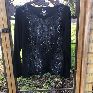 Chicos Zenergy pima cotton blend black long sleeve tee size 1/8